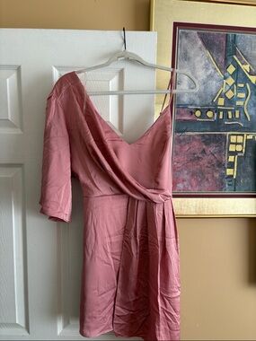 DO+BE One-Shoulder Dusty Rose Wrap Dress